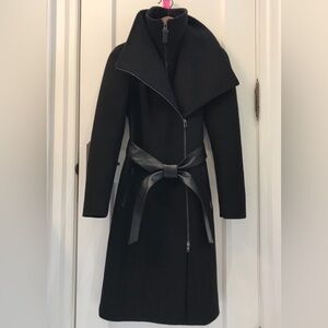 Mackage Nori Wool Coat with Leather Sash